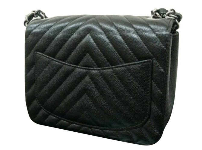 Chanel Mini borsa da caviale quadrata Nero - vista 2