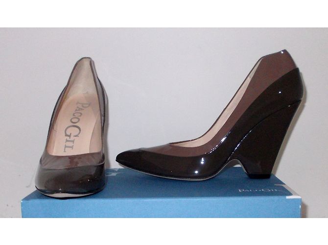 Paco Gil Combo Lackleder Pumps Taupe Größe 38 Khaki - Ansicht 4