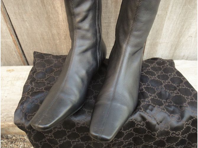 Gucci Black Leather Ankle Boots - view 5