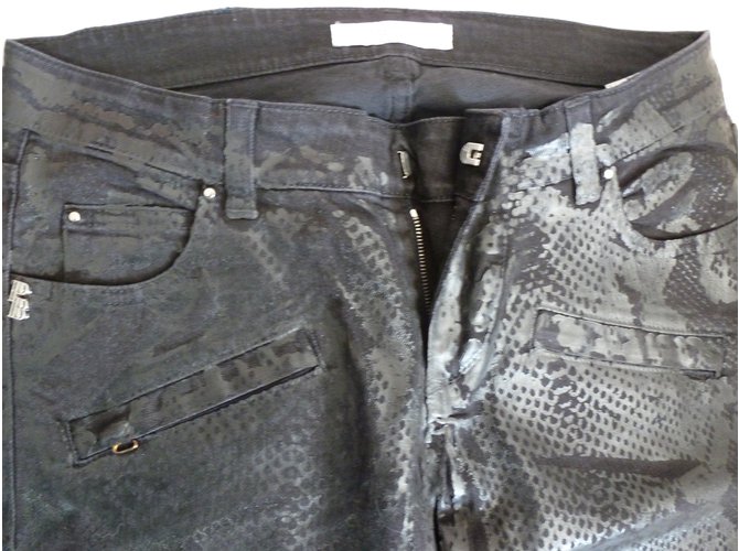 Jeans Slim Pierre Balmain Estampado Pitón Negro Impresión de pitón - vista 2