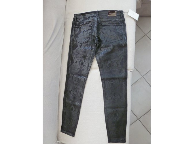 Jeans Slim Pierre Balmain Estampado Pitón Negro Impresión de pitón - vista 3