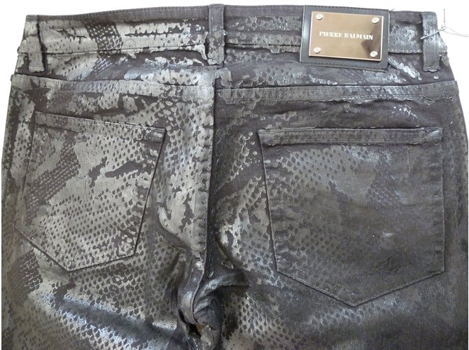 Jeans Slim Pierre Balmain Estampado Pitón Negro Impresión de pitón - vista 4