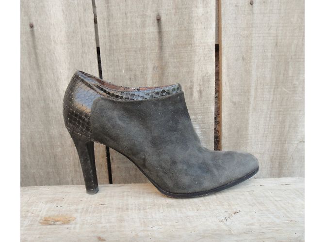 Stiefeletten Jil Sander aus Samtleder und Python Grau Größe 40 - Ansicht 2