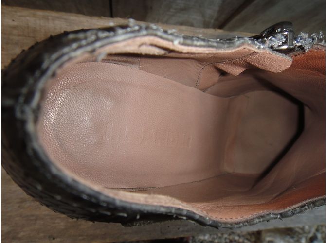Stiefeletten Jil Sander aus Samtleder und Python Grau Größe 40 - Ansicht 3
