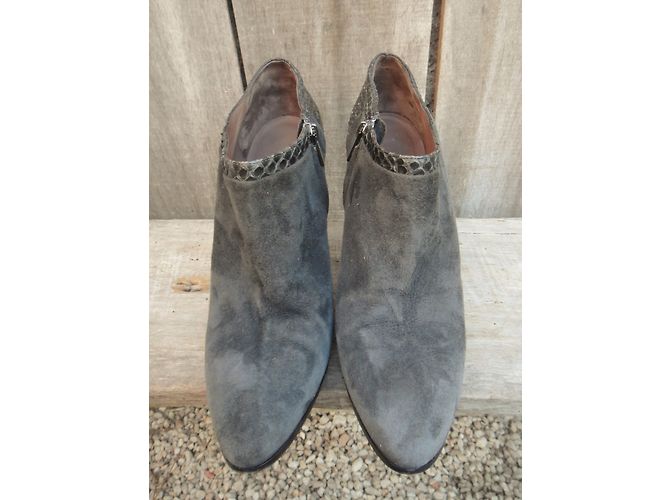 Stiefeletten Jil Sander aus Samtleder und Python Grau Größe 40 - Ansicht 4