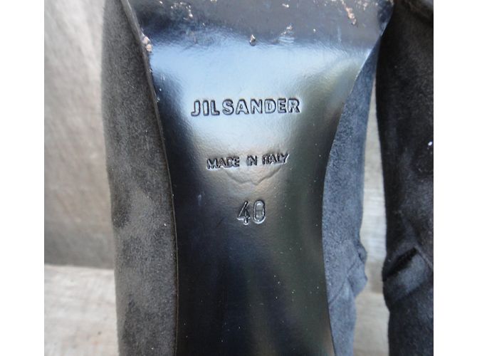 Stiefeletten Jil Sander aus Samtleder und Python Grau Größe 40 - Ansicht 7