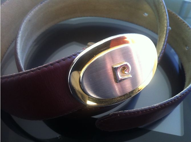 Pierre Cardin Gürtel aus Leder Burgund Bordeaux - Ansicht 7