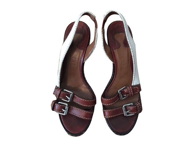 Sandali Chloé in pelle e legno 37 - vista 2