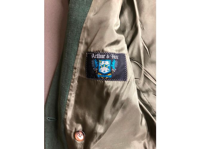 Chaqueta cruzada de lino verde Arthur & Fox - vista 4