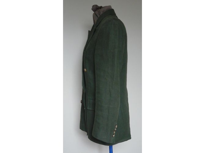 Chaqueta cruzada de lino verde Arthur & Fox - vista 5