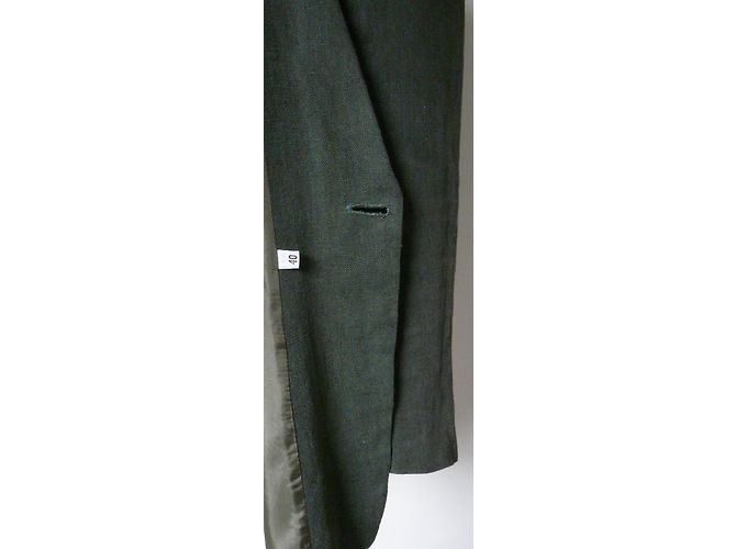 Chaqueta cruzada de lino verde Arthur & Fox - vista 6