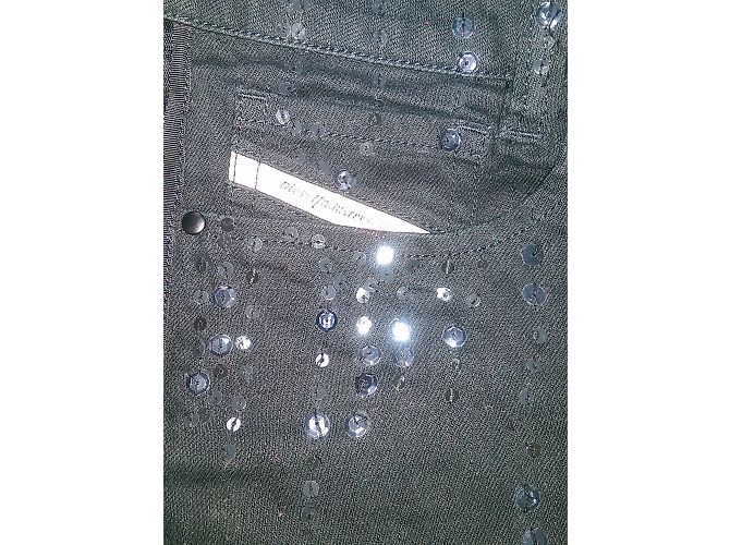 Jeans Diesel Slim Fit Neri con Paillettes e Bande Laterali Nero - vista 5