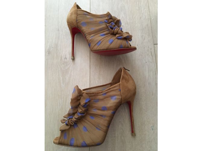 Sandali Christian Louboutin Sublime in tulle di seta caramello - vista 6