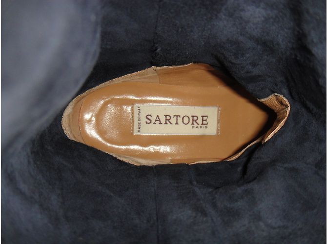 Stivaletti Sartore Blu Navy in Scamosciato - vista 3