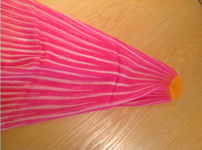 Sciarpa Hermès Soleil in chiffon di seta Fucsia Rosso Multicolore Arancione - vista 5