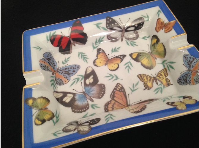 Cendrier Hermès Motif Papillon Bordure Dorée Multicolore - vue 7
