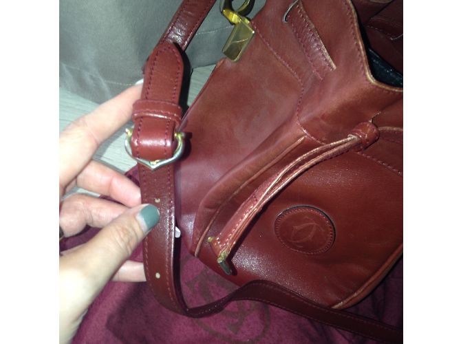 Borsa Cartier in pelle rosso scuro Bordò - vista 2