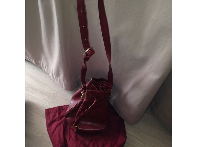 Borsa Cartier in pelle rosso scuro Bordò - vista 7