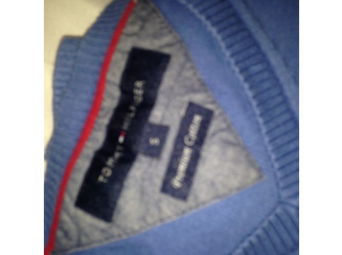 Tommy Hilfiger Pullover Blau aus Baumwolle V Ausschnitt - Ansicht 3