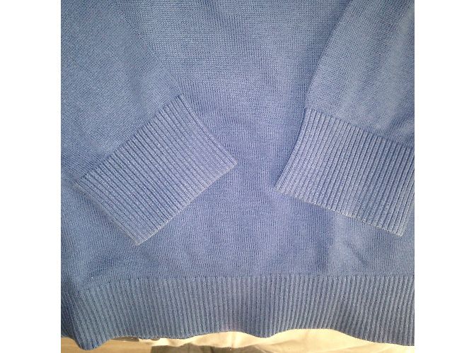 Tommy Hilfiger Pullover Blau aus Baumwolle V Ausschnitt - Ansicht 4
