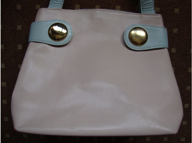 Borsa a fisarmonica in pelle inconnue Rosa e Blu Pastello - vista 3