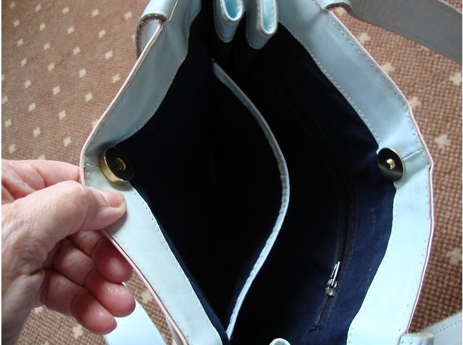 Borsa a fisarmonica in pelle inconnue Rosa e Blu Pastello - vista 5
