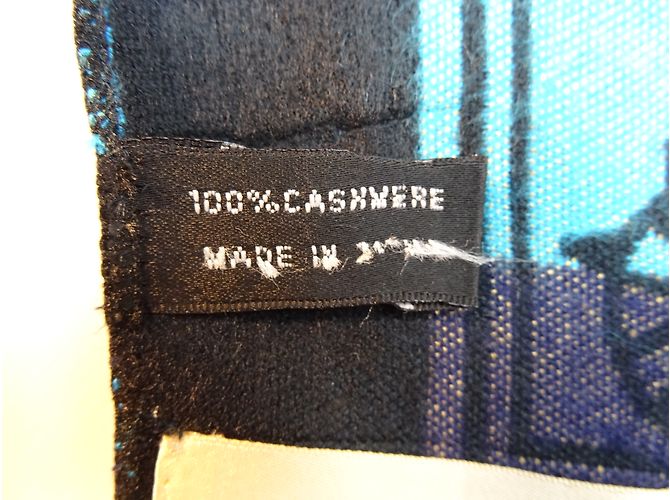 Sciarpa Hermès Etole XXL in cashmere blu nero rosso beige - vista 4