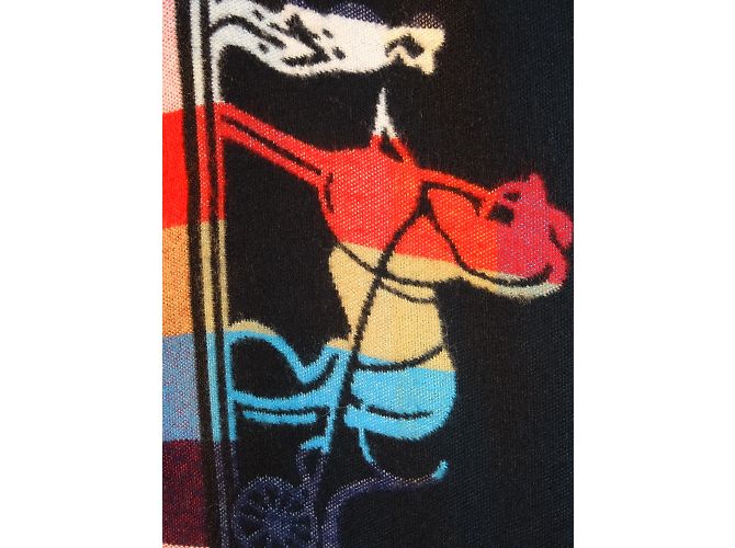 Sciarpa Hermès Etole XXL in cashmere blu nero rosso beige - vista 5