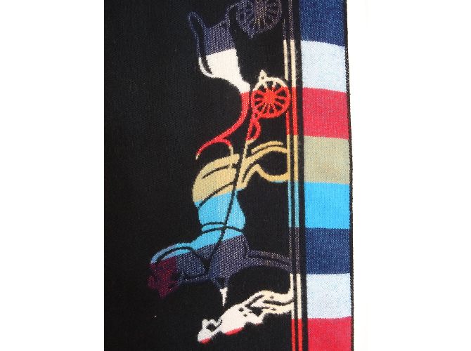 Sciarpa Hermès Etole XXL in cashmere blu nero rosso beige - vista 6