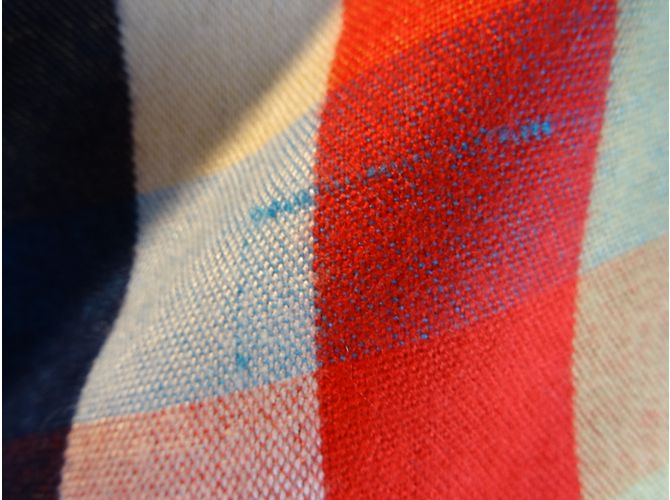 Sciarpa Hermès Etole XXL in cashmere blu nero rosso beige - vista 8