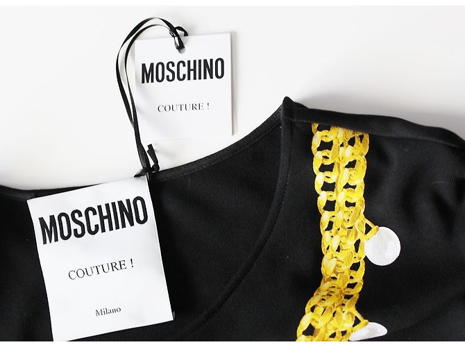 Vestido Moschino Couture de jersey negro con estampado de cadena - vista 3