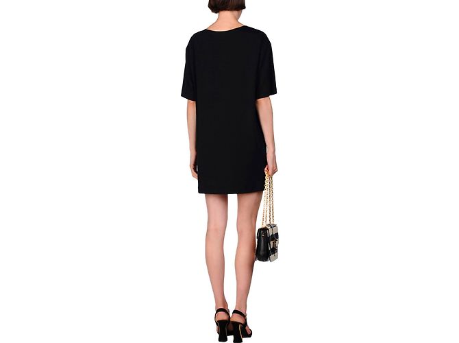 Vestido Moschino Couture de jersey negro con estampado de cadena - vista 5