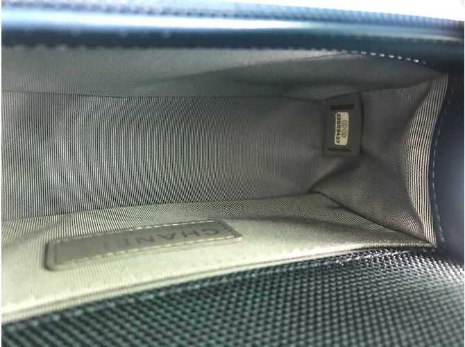 Borsa a mano Chanel Boy Blu Navy in tessuto - vista 3