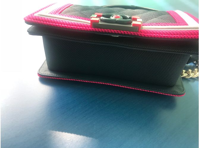 Borsa a mano Chanel Boy Blu Navy in tessuto - vista 4