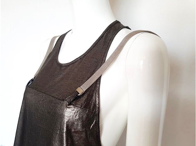 Top Pinko Plateado de Viscosa con Cadenas Metálicas S Plata - vista 4