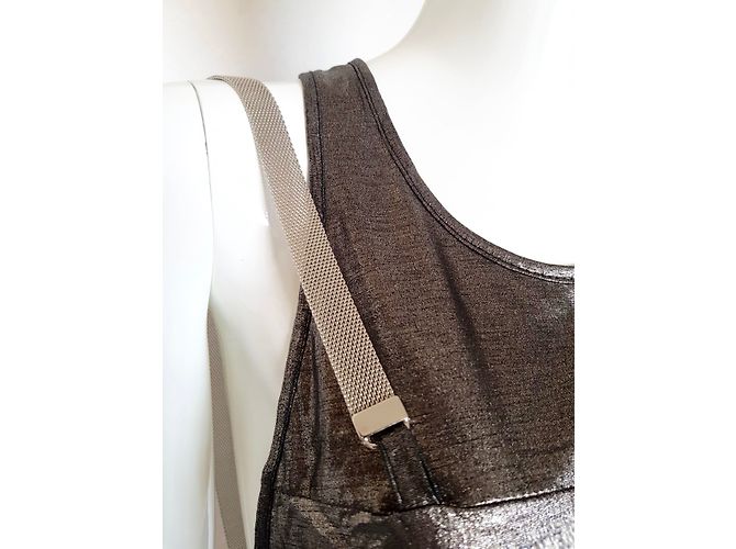 Top Pinko Plateado de Viscosa con Cadenas Metálicas S Plata - vista 8