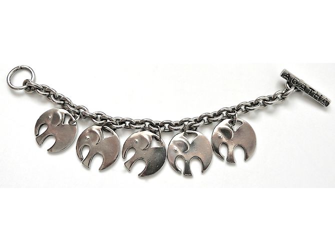 Autre Marque Bracciale AGATHA in metallo argentato rodiato con elefanti Argento - vista 2