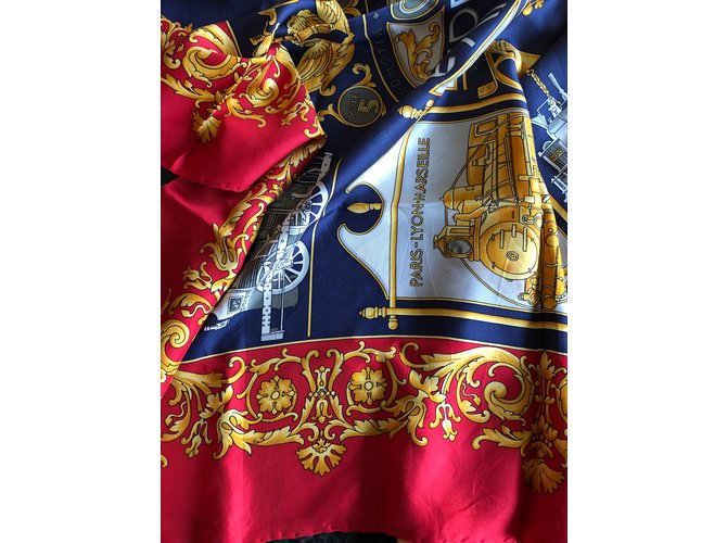 Sciarpa Céline in seta rossa oro blu navy Rosso D'oro - vista 3