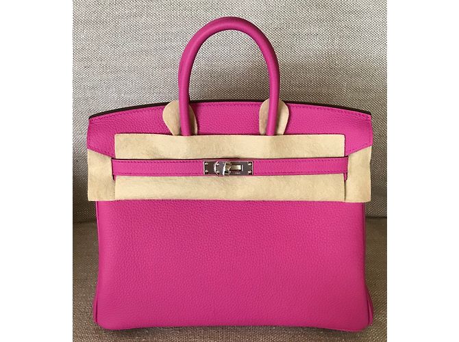 Hermès HERMES BIRKIN 25CM Magnolia Togo in pelle con hardware palladio Rosa - vista 10
