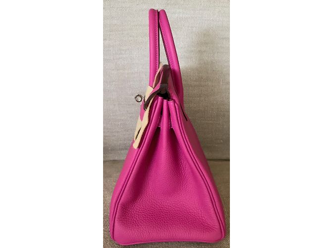 Hermès HERMES BIRKIN 25CM Magnolia Togo in pelle con hardware palladio Rosa - vista 3