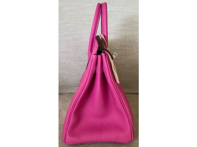 Hermès HERMES BIRKIN 25CM Magnolia Togo in pelle con hardware palladio Rosa - vista 4