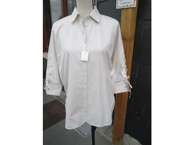 Camisa Max Mara Flanger de popelina de algodón beige - vista 5