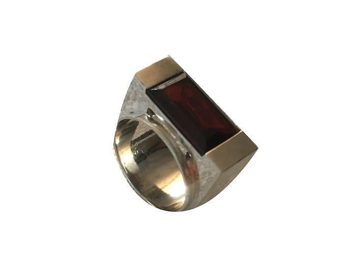Autre Marque Rachik Silberring dunkelrot Bordeaux - Ansicht 2