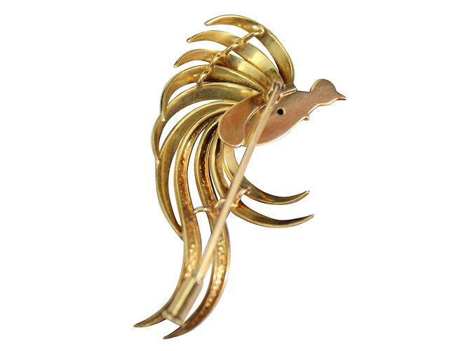 Autre Marque Goldene Vogelbrosche mit bunter Emaille Mehrfarben - Ansicht 2