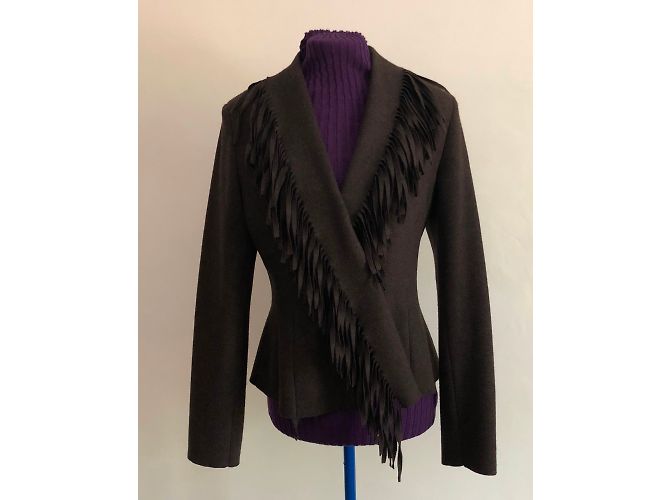 Irié Wool Jersey Jacket Dark Brown - view 3