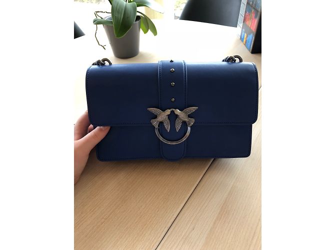 Borsa Pinko Love blu in pelle - vista 6