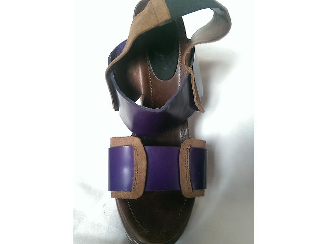 Sandali con zeppa Marni in pelle viola e scamosciata marrone Porpora - vista 12
