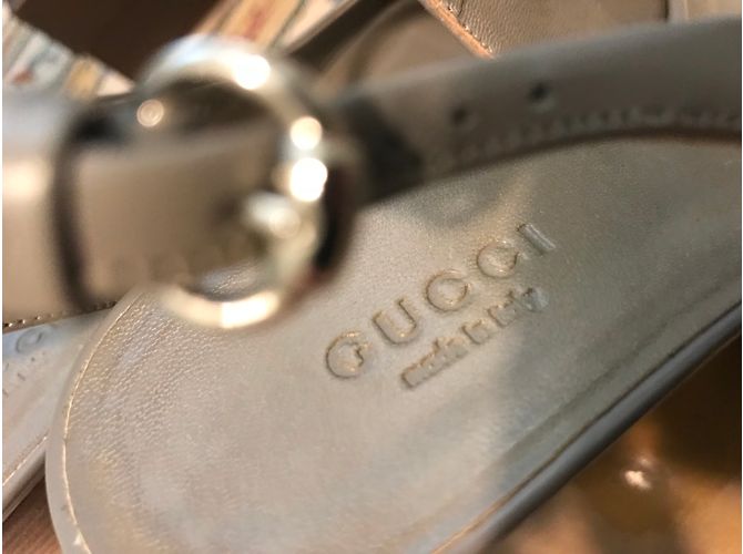 Sandali Gucci in pelle grigi Grigio - vista 6