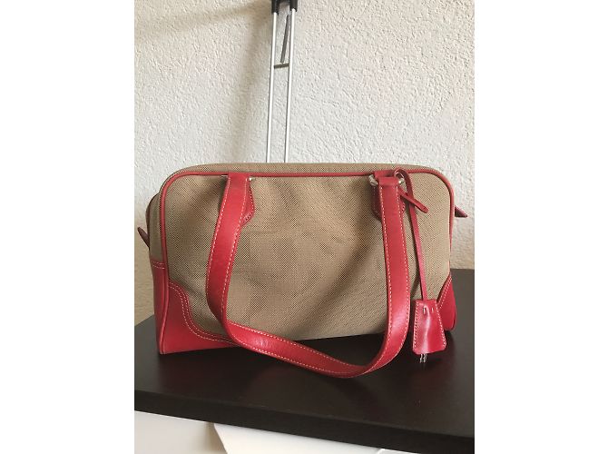 Prada Handbag Grey Leather and Cloth - view 5