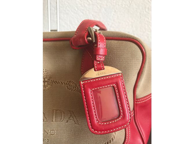 Prada Handbag Grey Leather and Cloth - view 7